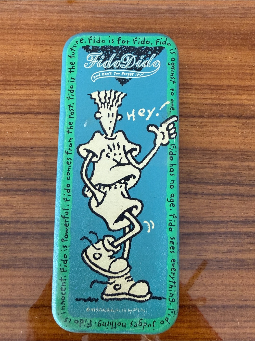 FIDO DIDO VINTAGE 90s Teal & Green Pencil Case - PENCIL CASE TIN
